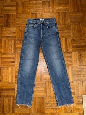 Re/Done Women's Mid-Blue Straight-Leg Jeans